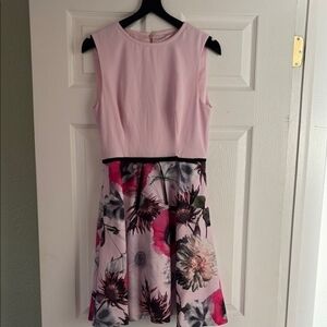 NWOT Ted Baker Seedda Neon Poppy Crepe Dress
